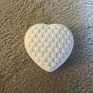 TIFFANY Heart shaped, basket weave trinket box